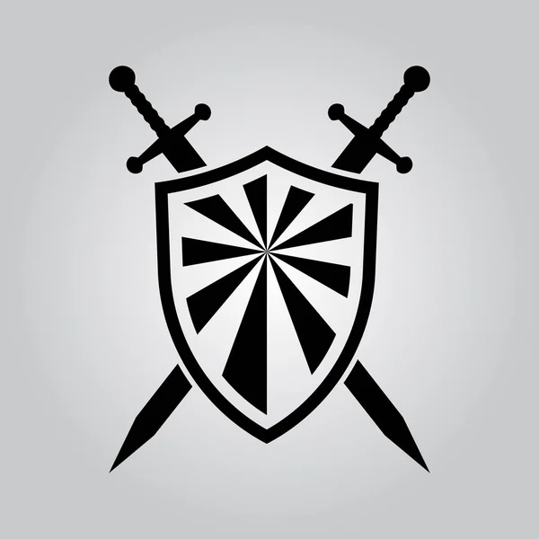 Icono Escudo Espadas Sobre Fondo Degradado Ilustración Vectorial — Vector de stock