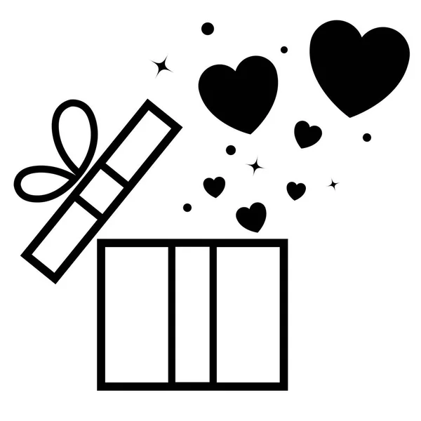 Відкрита подарункова коробка з літаючими серцями — стоковий вектор
