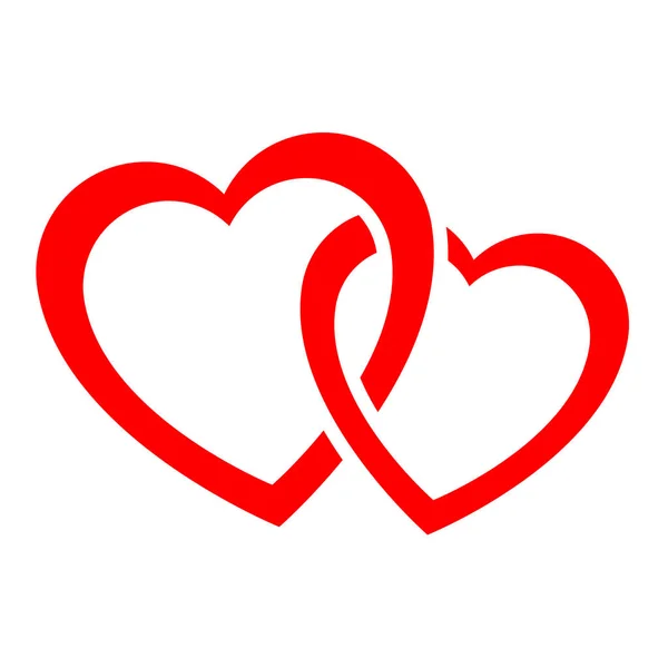 Dvě propletené srdce ikona — Stockový vektor