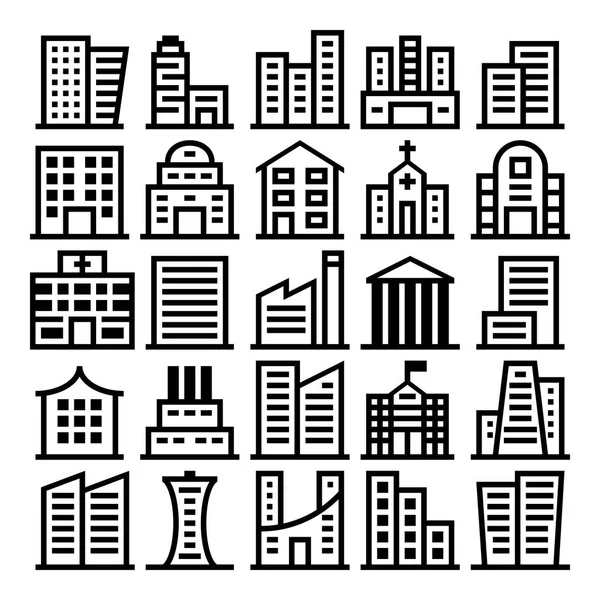Building icons on white background — Stock Vector