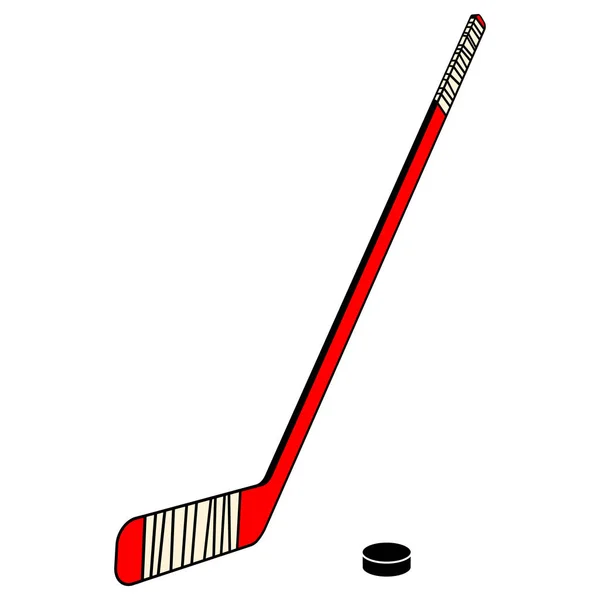 Palo y disco de hockey — Vector de stock