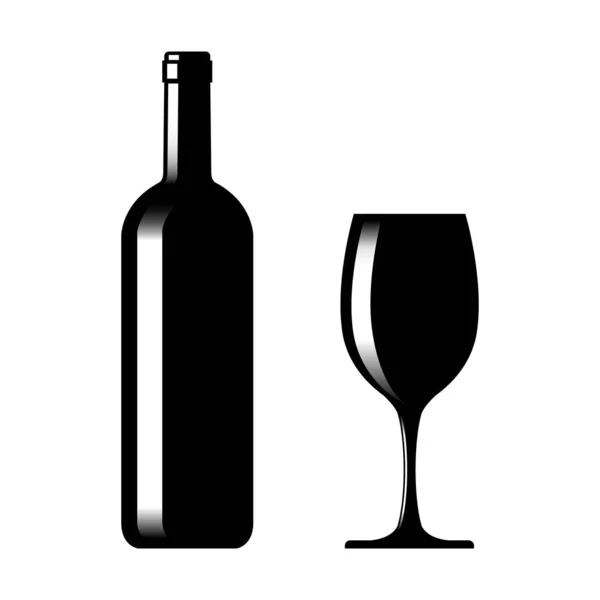 Bottle of wine and glass — Stock Vector