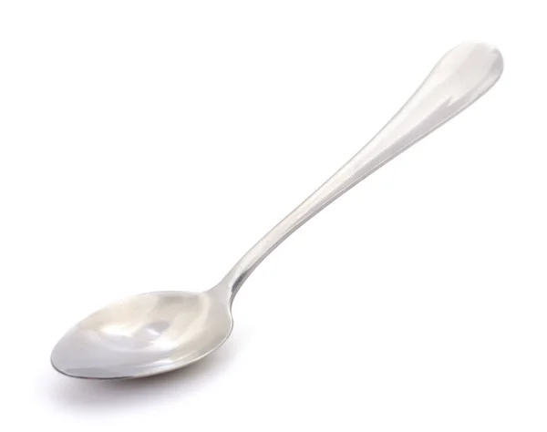 Empty Steel Spoon Isolated White Background — Stock Photo, Image