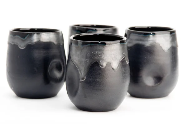 Fekete kerámia csészék — Stock Fotó