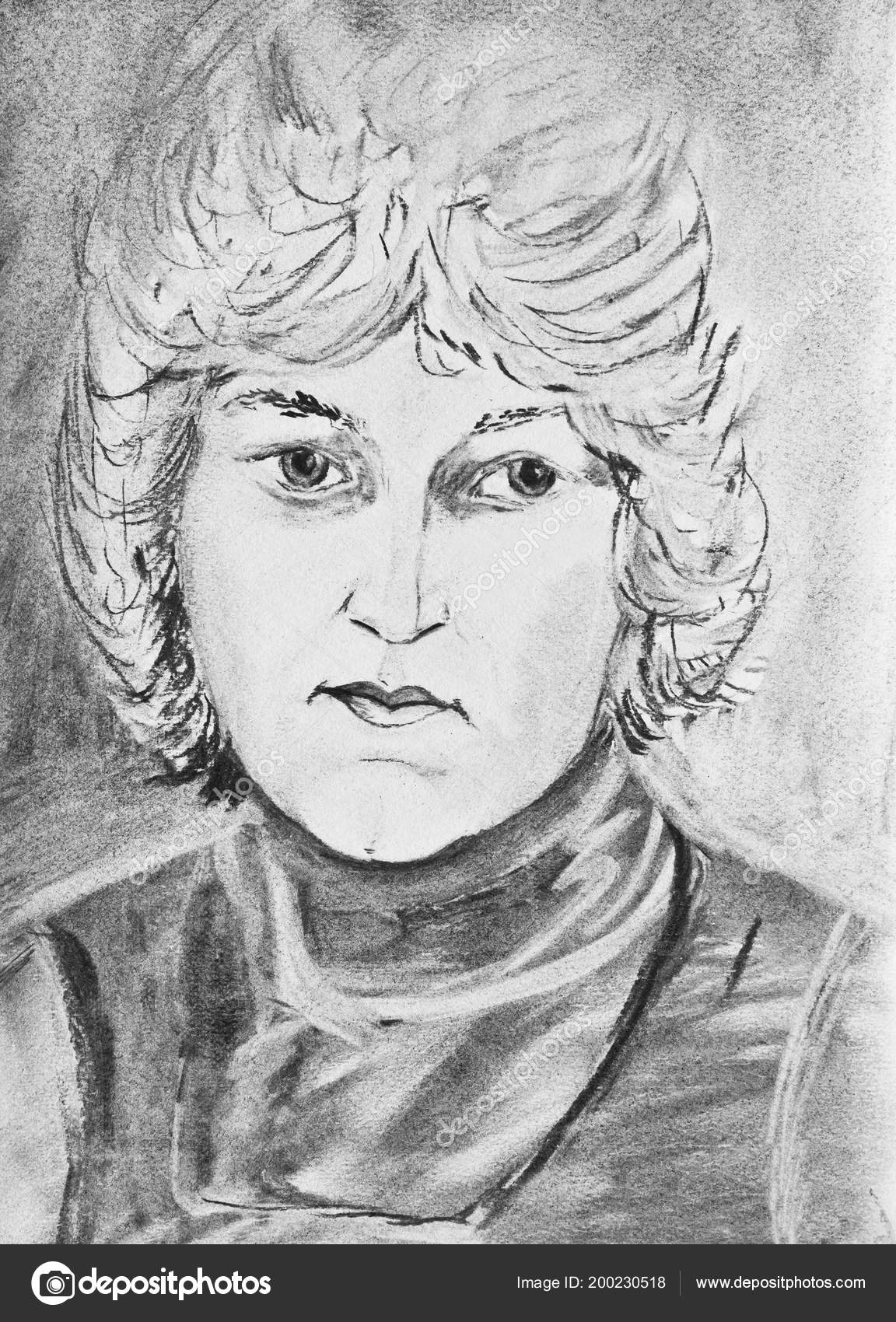 Blonde Hair Girl Drawing Portrait Beautiful Girl Blonde Hair