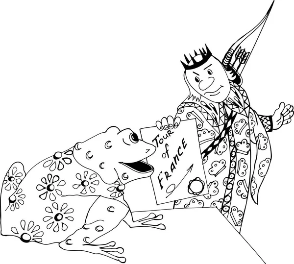 Prens ve kurbağa. Serbest kroki çizim için yetişkin antistress boyama kitabı