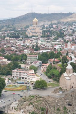 Tbilisi.View tarihi merkezi Narikala kale üzerinden bir bakış. Gürcistan Cumhuriyeti