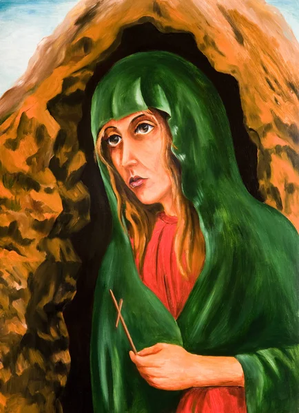 Oil Painting Grieving Virgin Mary — Stock Photo, Image