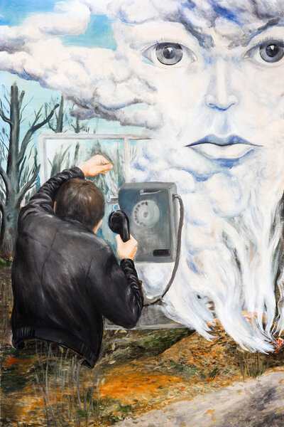 Allegory of love and separation.Oil painting