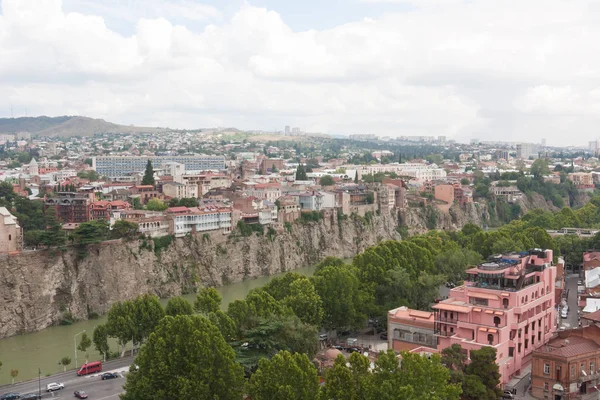 Тбилиси Грузия Августа 2013 Вид Сверху Исторический Центр Тбилиси Нарикалинской — стоковое фото