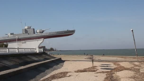 Primorsko Akhtarsk Rússia Abril 2018 Monumento Barco Blindado Flotilha Azov — Vídeo de Stock