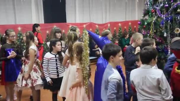 Primorsko Akhtarsk Ρωσία Δεκεμβρίου 2017 Παιδιά Στη Μεγάλη Αίθουσα Εορτασμό — Αρχείο Βίντεο