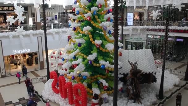 Krasnodar Rusland November 2018 Feestelijke Decoratie Van Het Winkelcentrum Nieuwjaar — Stockvideo