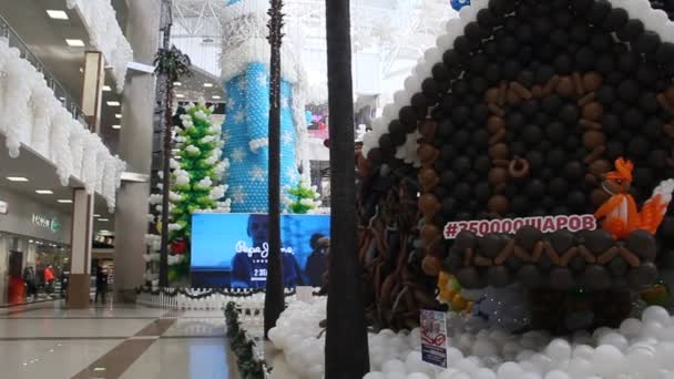 Krasnodar Rosja Listopada 2018 Świąteczna Dekoracja Centrum Handlowego Boże Narodzenie — Wideo stockowe