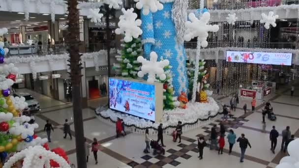 Krasnodar Rusia Noviembre 2018 Decoración Festiva Del Centro Comercial Año — Vídeos de Stock