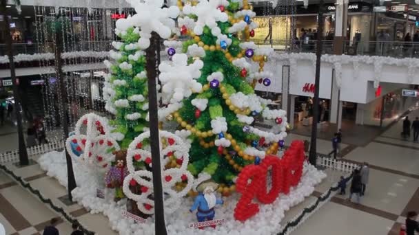 Krasnodar Russland November 2018 Festliche Dekoration Des Einkaufszentrums Neues Jahr — Stockvideo