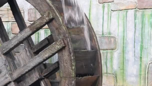 Stone Mill Water Wheel Layout Old Mill Amusement Park — Stock Video