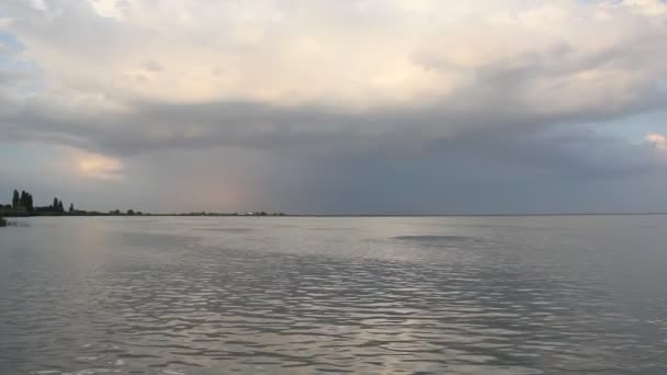 Lake Setting Sun Impending Storm — Stock Video