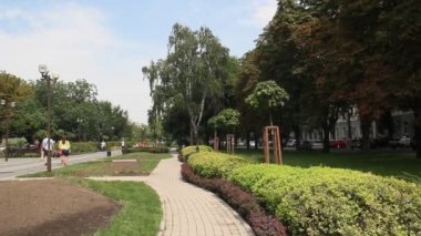 Krasnodar, Rusya Federasyonu-Ağustos 17, 2016: Krasnaya Krasnodar sokakta. Önemli bir bölgesel merkez Güney Rusya'nın Krasnodar olduğunu