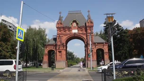 Krasnodar Russie Août 2016 Arc Triomphe Alexandre Krasnodar Russie — Video
