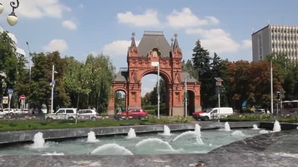 Krasnodar Russia August 2016 Alexander Triumphal Arch Krasnodar City Russia — Stock Video