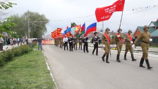 Приморско Ахтарск Россия Мая 2017 Года Празднование Дня Победы Мая — стоковое видео