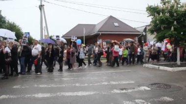 Primorsko-Akhtarsk, Rusya, 9 Mayıs 2018: Zafer günü kutlama Mayıs 9. Ölümsüz alayın zafer günü