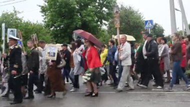 Primorsko-Akhtarsk, Rusya, 9 Mayıs 2018: Zafer günü kutlama Mayıs 9. Ölümsüz alayın zafer günü