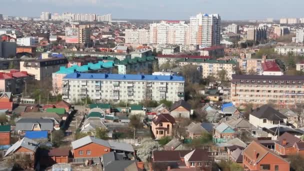 Κρασνοντάρ Ρωσία Απριλίου 2016 Κάτοψη Του Μεγαλύτερη Πόλη Στην Νότια — Αρχείο Βίντεο