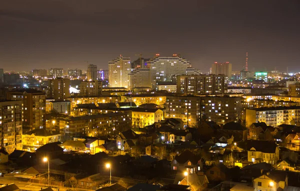 Krasnodar Russia February 2016 Top View Night City — Stock Photo, Image