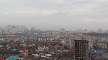 Krasnodar, Rusya Federasyonu-12 Şubat, 2016: Bir üstten görünüm Güney Rusya'nın en büyük şehrin bulutlu bir sabahı