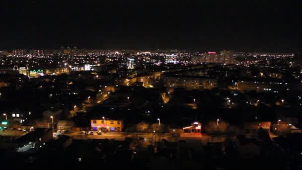 Vista Superiore Della Città Krasnodar Notte Russia — Video Stock