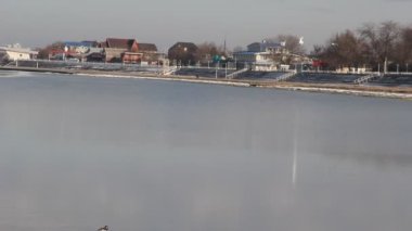 Primorsko-Akhtarsk, Rusya-10 Ocak 2016: The View, kasaba, Primorsko-Akhtarsk kış günü Azak Denizi'nin kıyısında