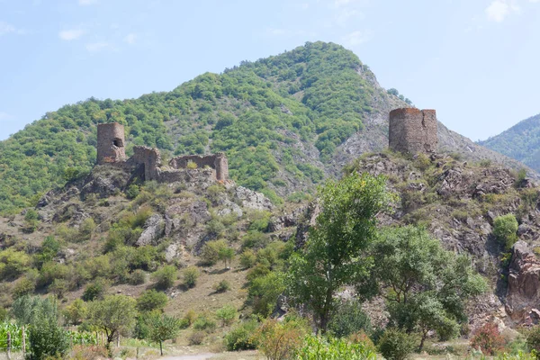 Paysage Montagneux Géorgie Sud Avec Les Ruines Une Forteresse Médiévale — Photo