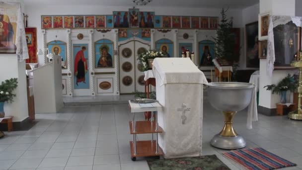 Nowosibirsk Russland Jan 2017 Das Innere Der Russisch Orthodoxen Kirche — Stockvideo