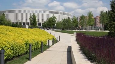 Krasnodar, Rusya-5 Haziran 2018: stadyum etrafında güzel Park 