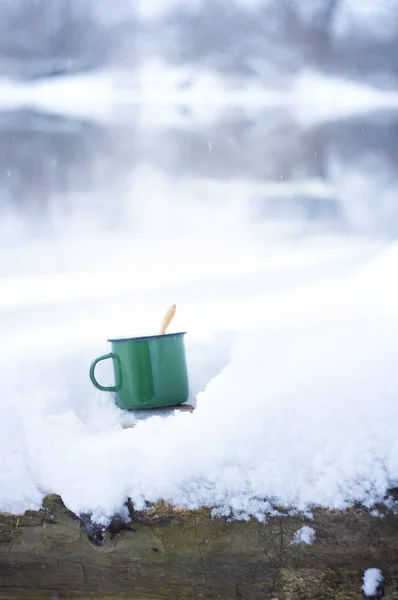 Chá Quente Frio Winter Winter Férias Natureza — Fotografia de Stock