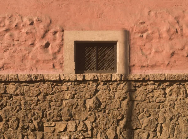 Altes Fenster Mit Gittern Der Wand — Stockfoto