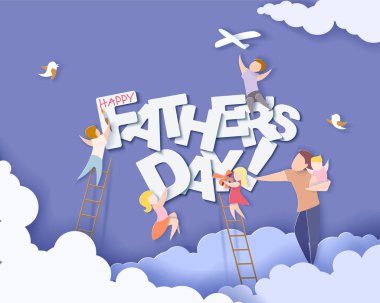 Mutlu Babalar günü kartı. Tarzı kağıt kesme.