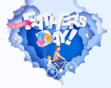 Mutlu Babalar günü kartı. Tarzı kağıt kesme.