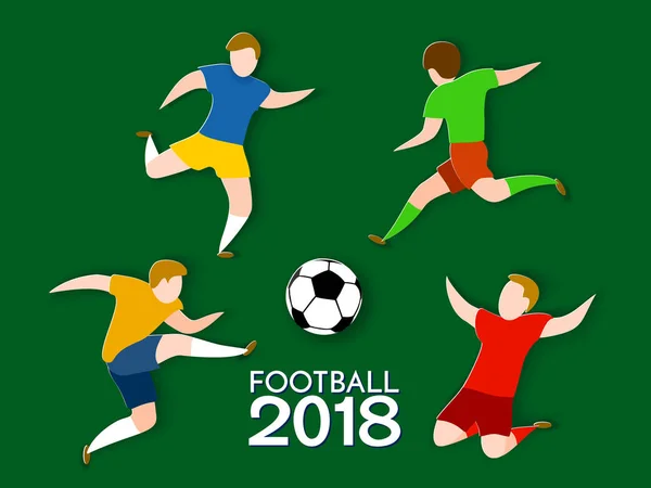 Futbol oyuncuları 2018. Tarzı kağıt kesme — Stok Vektör