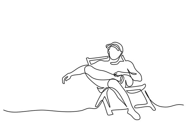 Hombre relajándose en la tumbona cerca del mar — Vector de stock