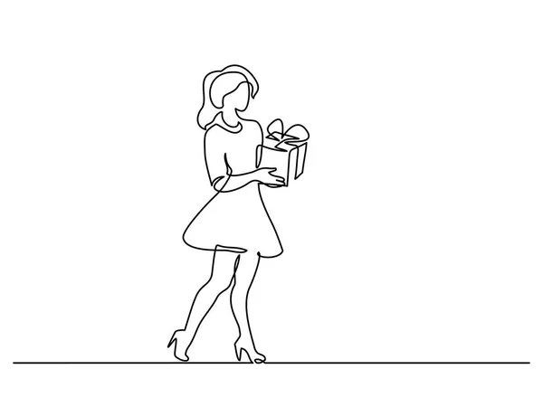 Krásná žena s dárkové krabice — Stockový vektor