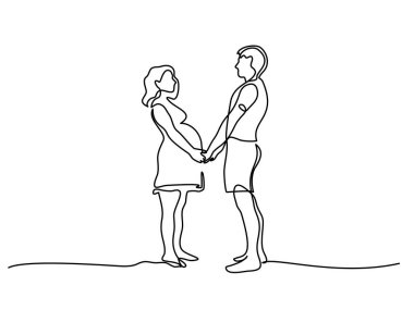 Kocası ile yürüyen mutlu hamile kadın