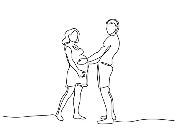 Felice donna incinta che cammina con suo marito — Vettoriale Stock