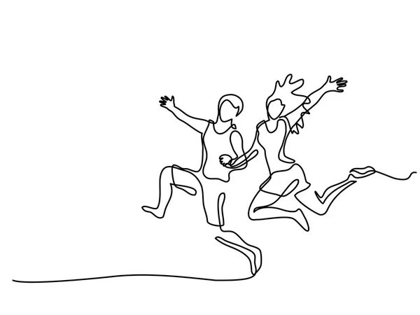 Pareja feliz corriendo — Vector de stock