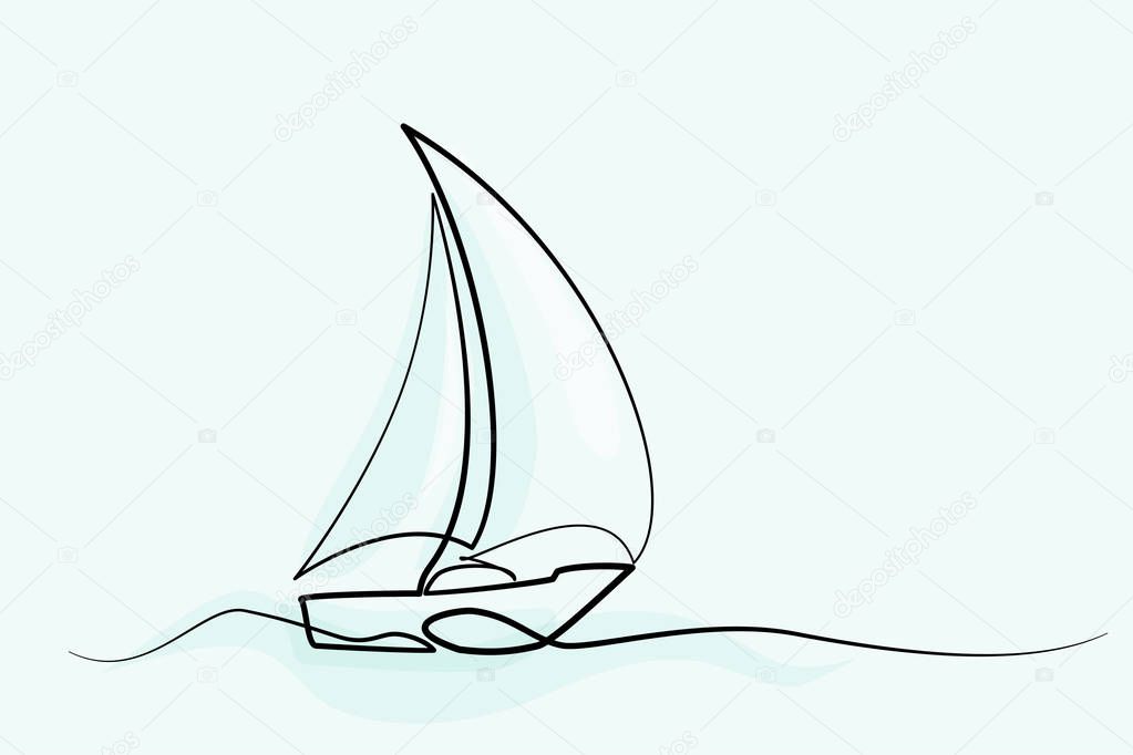 Continuous line drawing sailboat