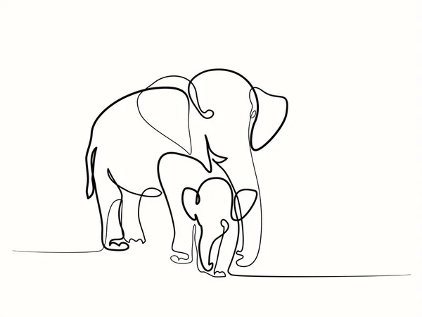 Elefant mit Baby — Stockvektor
