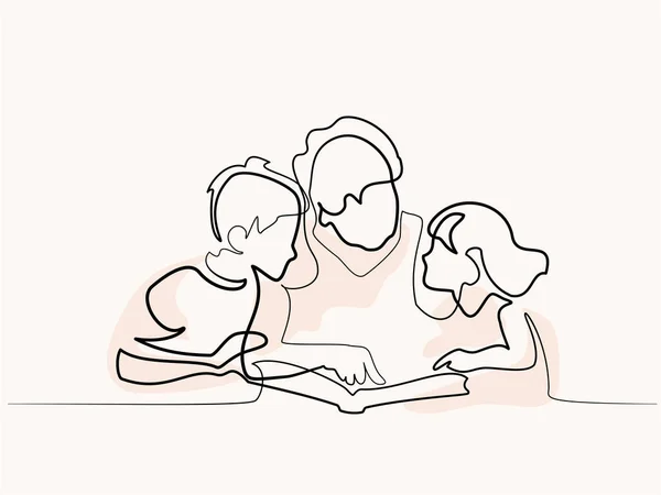 할머니는 그녀의 손자와 함께 책을 읽고 — 스톡 벡터