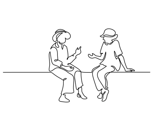 Zwei sitzende alte Frauen unterhalten sich — Stockvektor